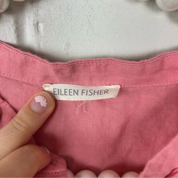Eileen Fisher Coral Pink Linen Button Down Shirt - Picture 4 of 8